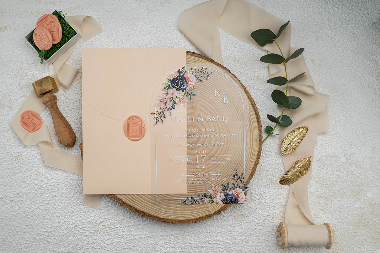 Powder Coloured Wedding Invitation