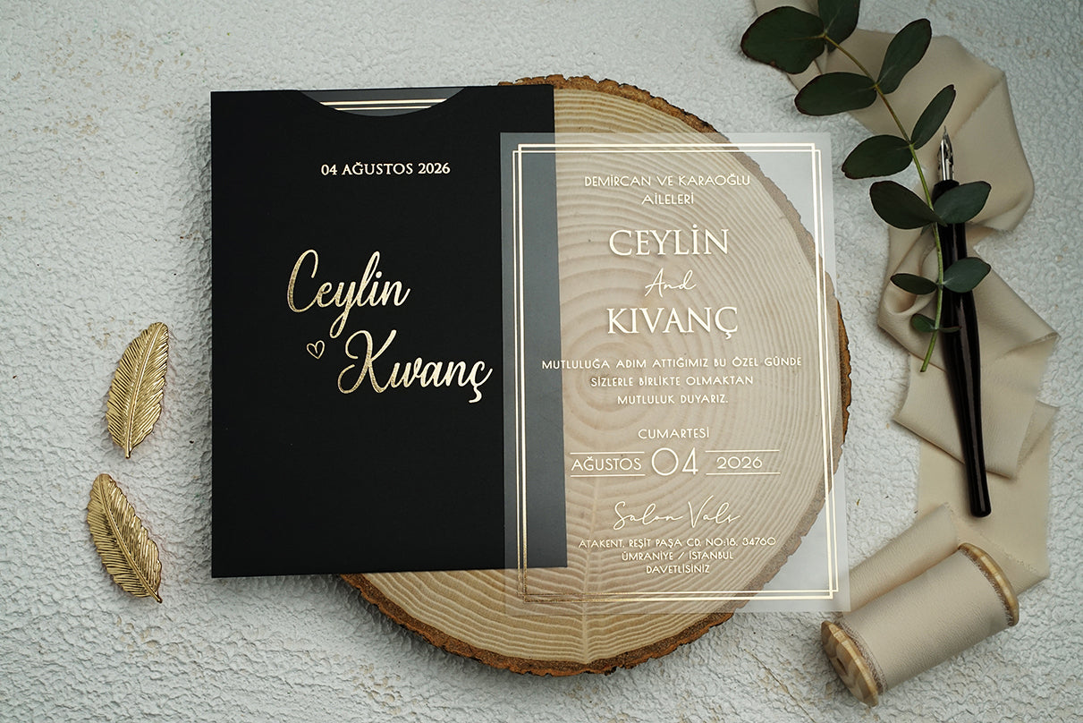 Black Envelope Transparent Invitation Card