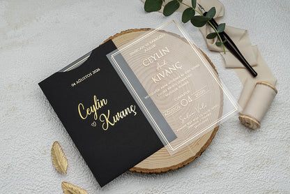 Black Envelope Transparent Invitation Card