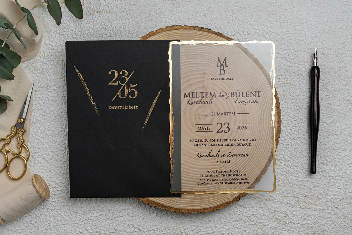 Black Printed Transparent Invitation Card