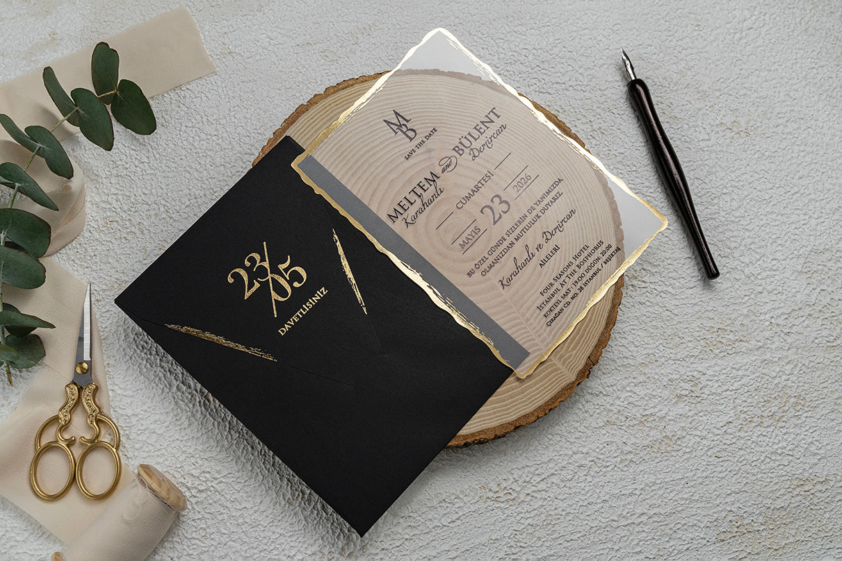 Black Printed Transparent Invitation Card