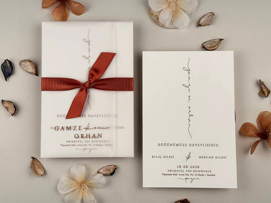 Brown Ribbon Invitation Card