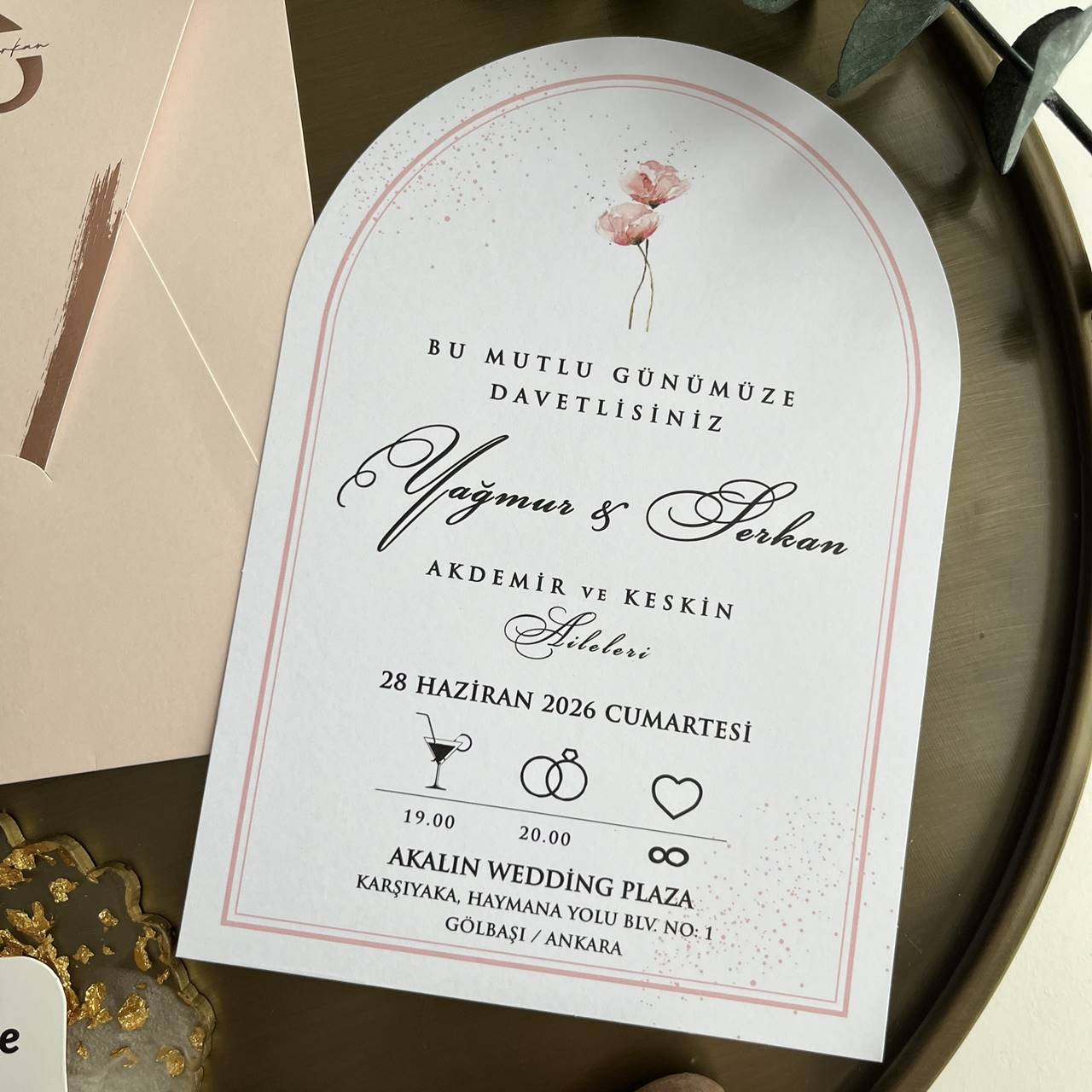 Powder Coloured Oval Invitation Card