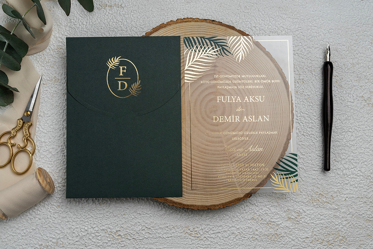 Leaf Detailed Transparent Invitation Card