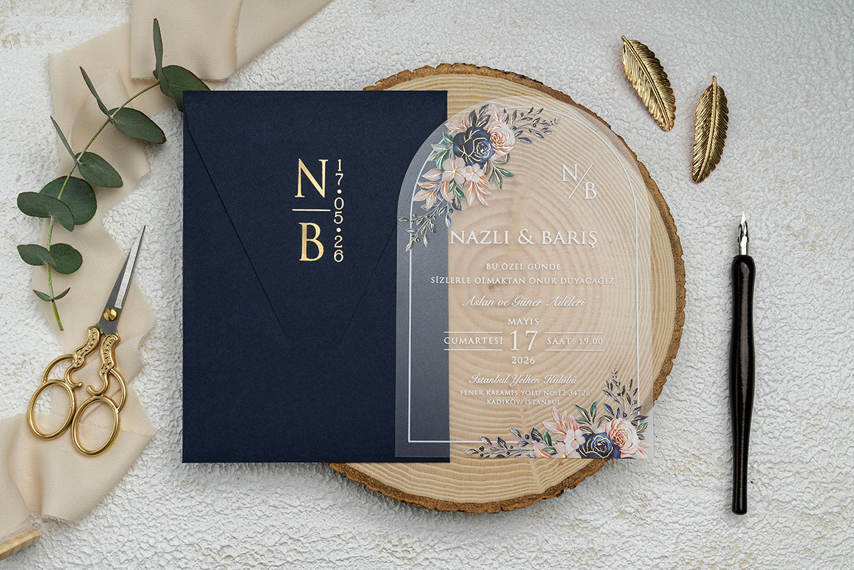 Oval Floral Invitation Card