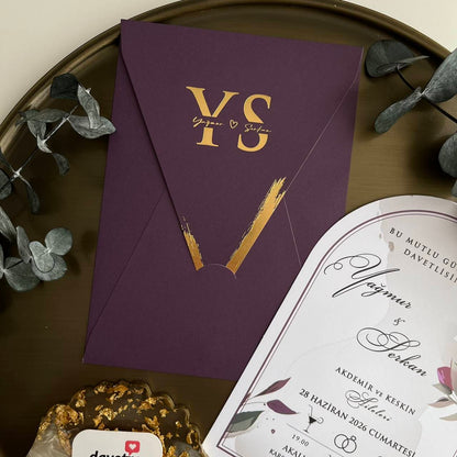 Purple Envelope Wedding Invitation