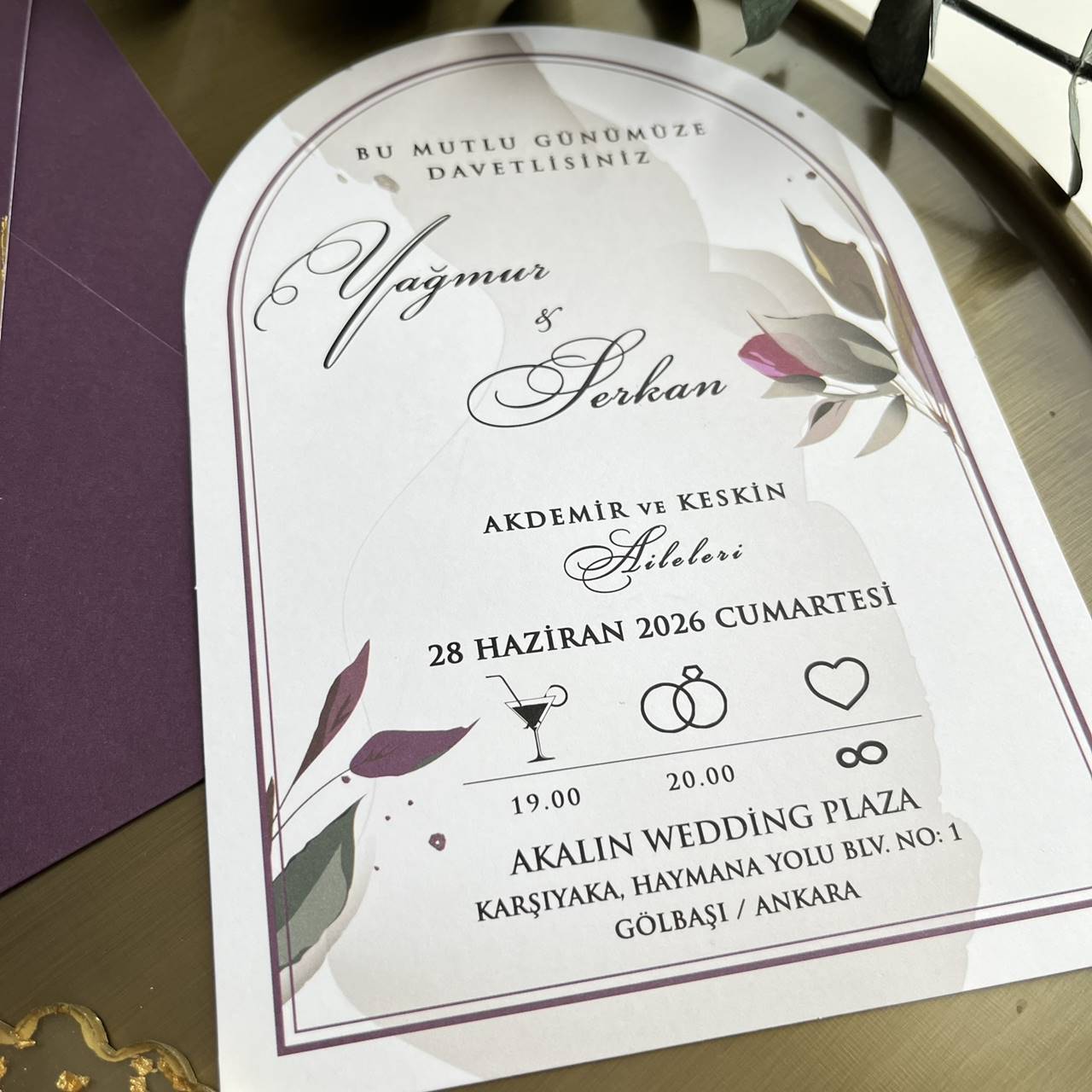 Purple Envelope Wedding Invitation