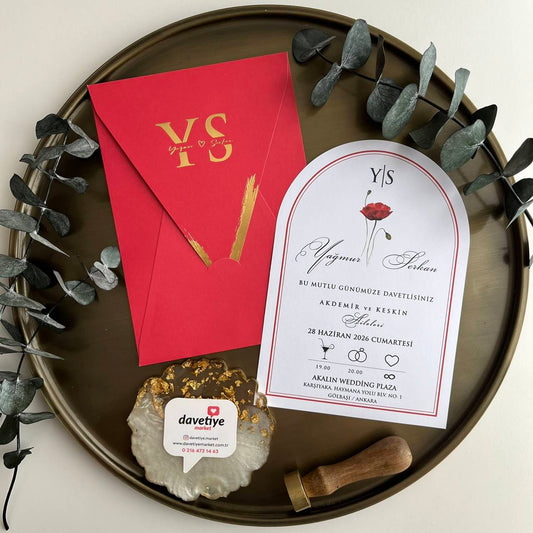 Red Envelope Floral Invitation Card