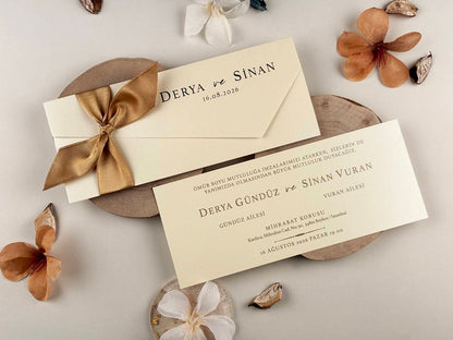 Wedding Invitation with Gold Ribbon