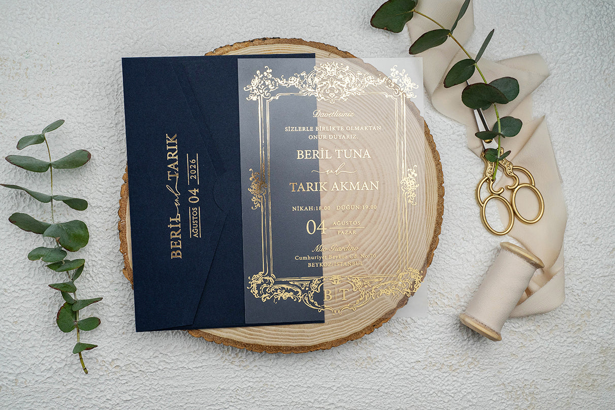 Acrylic Navy Blue Invitation